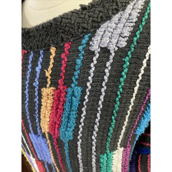 Allen Wah 3D Sweater Vtg Women’s Sz M Colorful Woven Cotton Blend Textured 80s - Picture 2 of 10